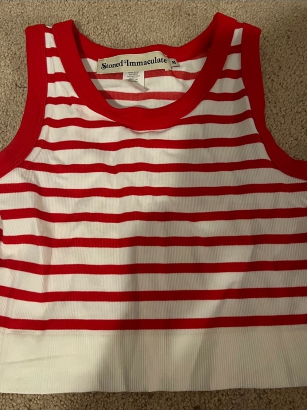 Stoned Immaculate Red & White Striped Ribbed Tank